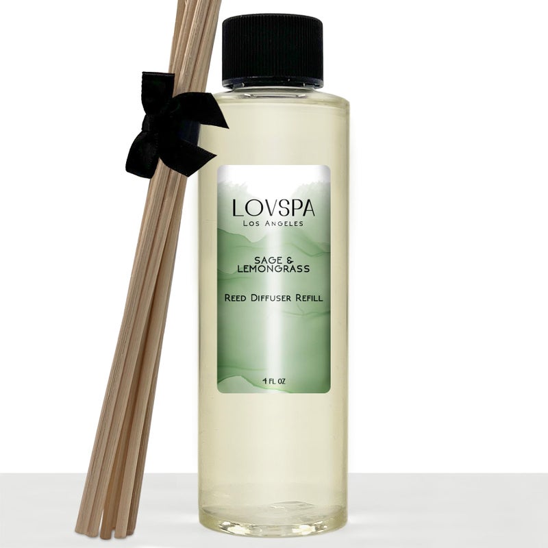 LOVSPA Sage & Lemongrass Diffuser Oil - Luxury Essential Oils for Diffuser Refill & Air Freshener Room Spray - Long-Lasting & Natural Home Fragrance, Scented Oil for Diffusers, USA Made, 4oz - Image 1